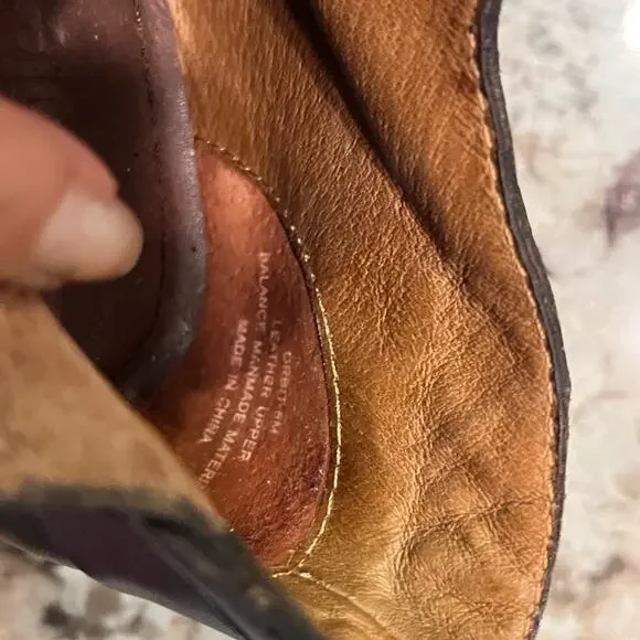 Nicole Brown Leather Almond Toe Heeled Booties Womens Size 6 Western Classic - Picture 6 of 7